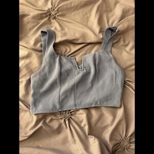 Shein zip up blue crop top size S